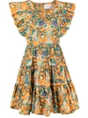 La Doublej Honeybun Floral Print Dress In Tree Of Life Arancio