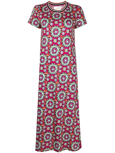 La Doublej Tile Print Swing Midi Dress In Kaleidoscope Fuxia