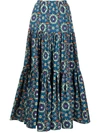 La Doublej Kaleidoscope-print Poplin Tiered Maxi Skirt In Multi