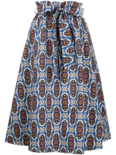 La Doublej Sardegna Amalfi-print Cotton-poplin Skirt