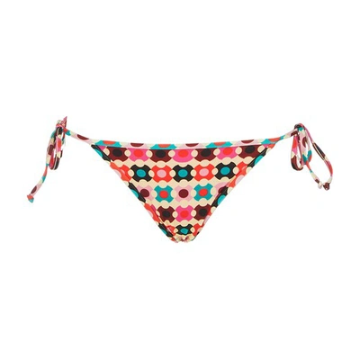 La Doublej Edition 24 Print String Bikini Bottom In Groovy Dot Giallo