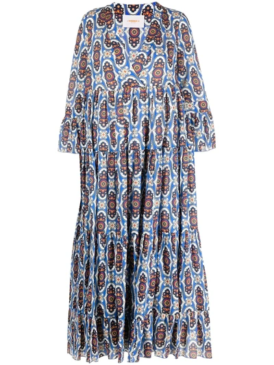 La Doublej Jennnifer Jane Amalfi-print Cotton-poplin Dress