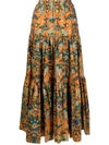 La Doublej Floral Print Maxi Skirt In Tree Of Life Arancio