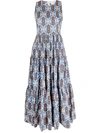 La Doublej Big Amalfi-print Tiered Cotton-poplin Dress