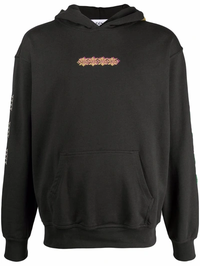 Adish Abstract Pattern-embroidered Hoodie In Black