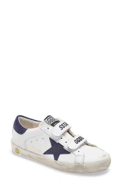 Golden Goose White Old School Sneaker For Kids With Blue Star
