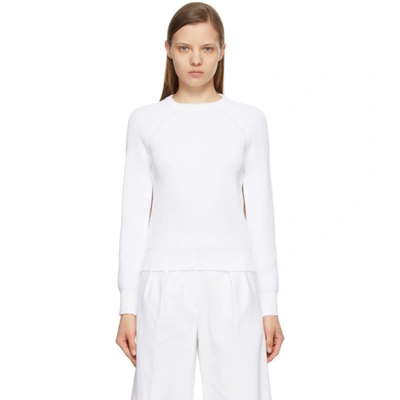 Max Mara Women's Mattia Ribbed Slit-sleeve Knit Sweater In Bianco Ottico