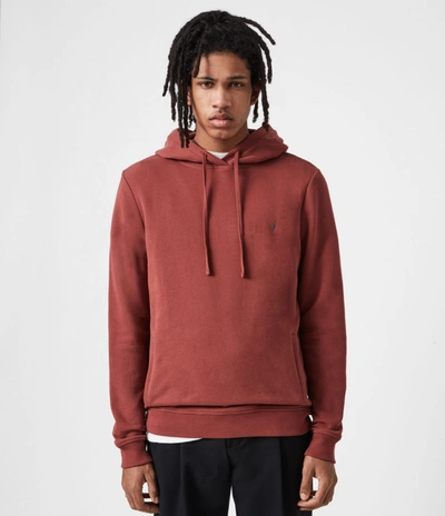 Allsaints Raven Cotton Hoodie In Clay Red
