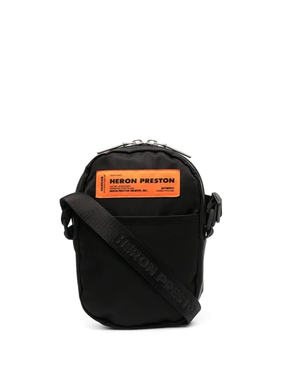 Heron Preston Logo Patch Crossbody Bag In Black,orange