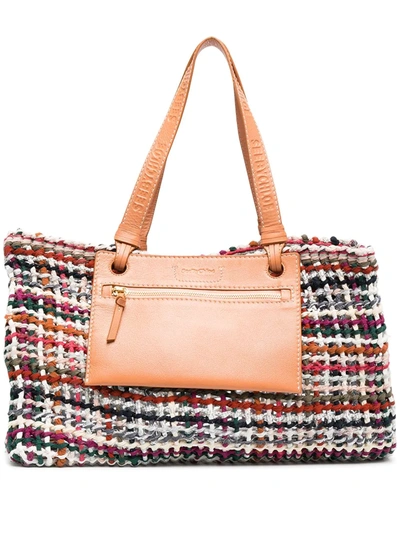 See By Chloé Cecilia Upcycled-tweed And Leather Tote Bag In White
