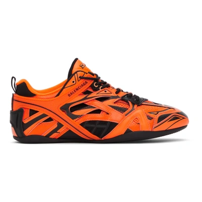 Balenciaga Men's Drive Two-tone Caged Sneakers In 6410 Orange/black