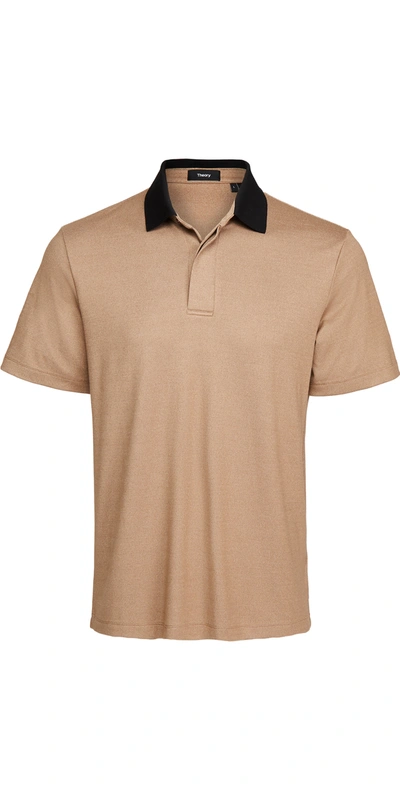 Theory Kayser Regular Fit Short Sleeve Polo In Sepia Mlti