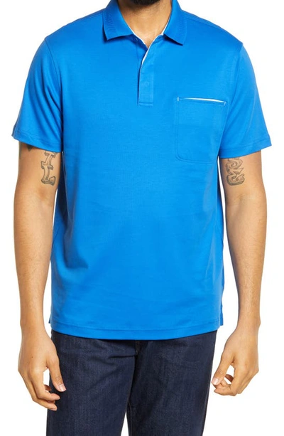 Bugatchi Pima Cotton Short Sleeve Polo Shirt In Classic Blue