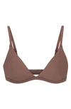 Skims Stretch Cotton Triangle Bralette In Garnet