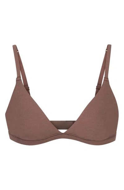 Skims Stretch Cotton Triangle Bralette In Garnet