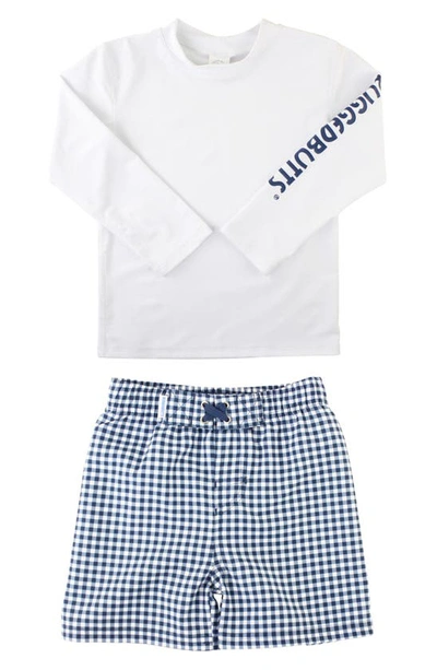 Ruggedbutts Two-piece Rashguard Swimsuit In Dnu/white