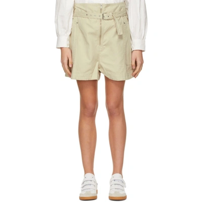 Isabel Marant Étoile Parana High-rise Cotton- And Linen-blend Shorts In Neutral