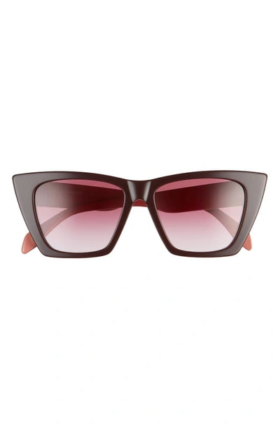 Alexander Mcqueen 54mm Gradient Cat Eye Sunglasses In Burgundy/ Violet Gradient