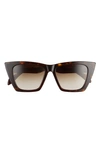 Alexander Mcqueen 54mm Gradient Cat Eye Sunglasses In Havana/ Brown Gradient