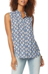 Nydj Print Ruffle Neck Sleeveless Top In Valley Snake