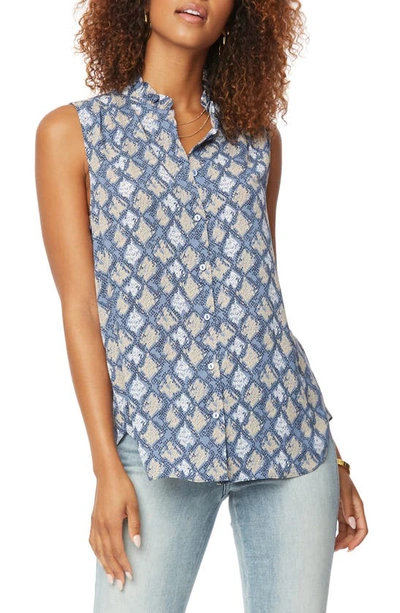 Nydj Print Ruffle Neck Sleeveless Top In Valley Snake