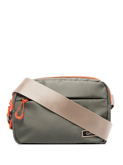 Ganni Festival Recycled Fabric Crossbody Bag In Green