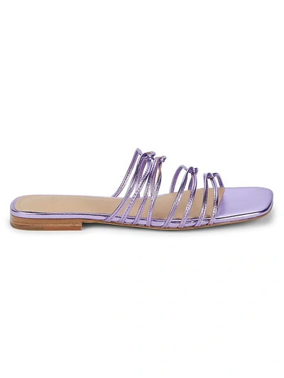 Marc Fisher Ltd Women's Marcio Metallic Leather Slide Sandals In Purple