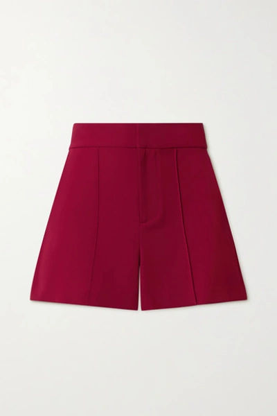 Alice And Olivia Dylan Pintuck Shorts In Red