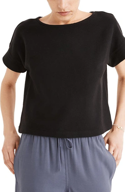 Madewell Twill Jacquard Boxy Crop T-shirt In True Black