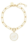 Brook & York Callie Initial Enamel Pendant Bracelet In Gold F