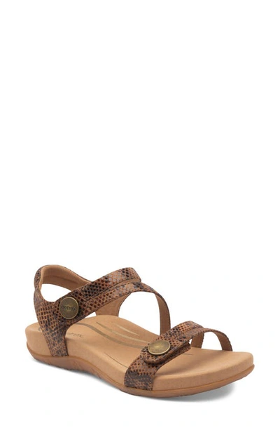 Aetrex Jess Sandal In Brown Snake Faux Leather