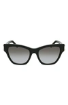 Ferragamo 53mm Gradient Rectangular Sunglasses In Black /gray Gradient