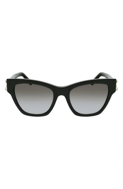 Ferragamo 53mm Gradient Rectangular Sunglasses In Black /gray Gradient