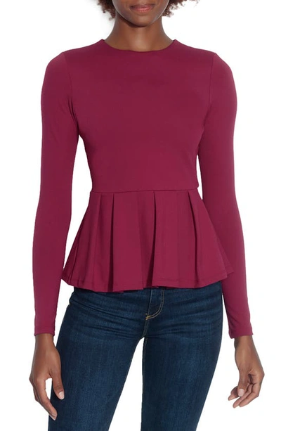 Susana Monaco Long Sleeve Peplum Top In Wild Berry