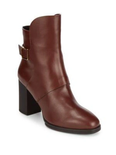 Tod's Buckle Leather Booties In Brown