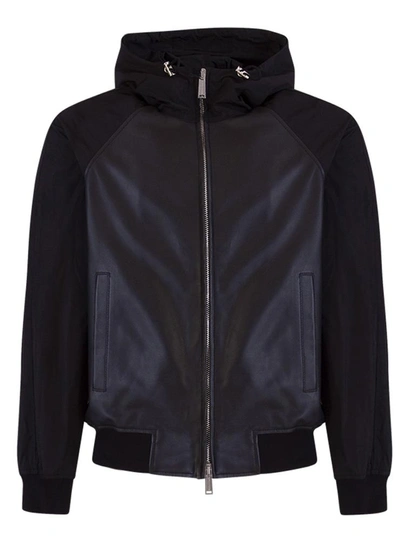 Dsquared2 Dsquared Leather Hooded Bomber Jacket In Bianco