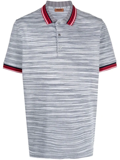 Missoni Striped Cotton Polo Shirt In Grey