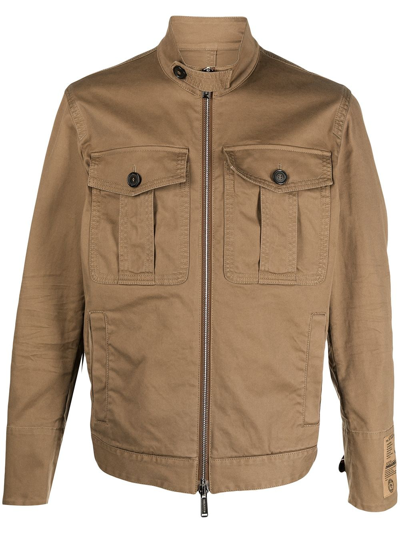 Dsquared2 Logo-patch Military Jacket In Beige