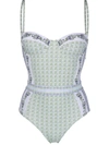 Tory Burch Floral-print Underwire One-piece Swimsuit In Green,white
