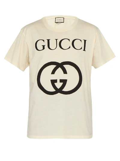 Gucci Oversized Cotton T-shirt With Gg In White