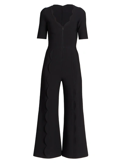 Alaïa Scalloped Wide-leg Jumpsuit In Noir