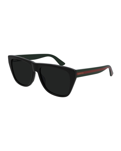 Gucci Web 57mm Sunglasses In Black Grey