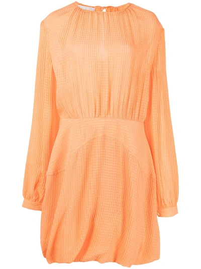 Stella Mccartney Amanda Long Sleeve Balloon Silk Minidress In Orange