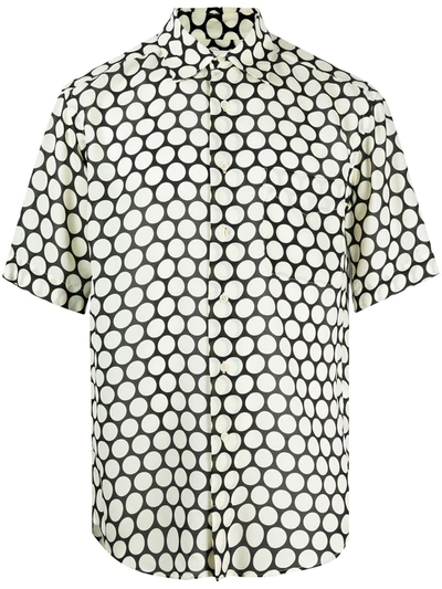 Sandro Mens Small Circles Off White Rita Regular-fit Polka Dot-pattern Woven Shirt M In Black