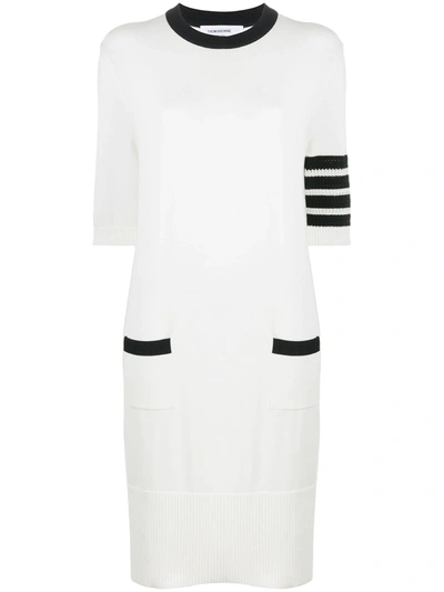 Thom Browne White Intarsia Hector Icon 4-bar Dress