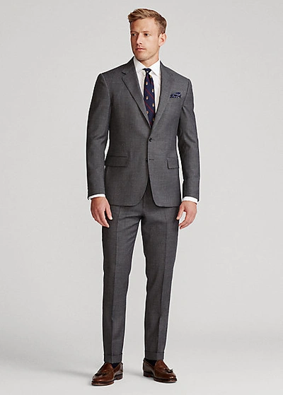 Ralph Lauren Polo Wool Sharkskin Suit In Medium Grey Multi