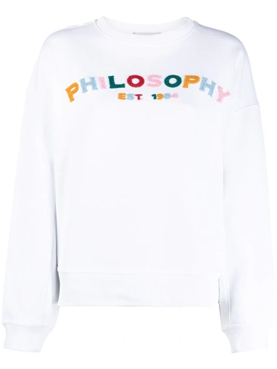 Philosophy Di Lorenzo Serafini Teen Logo-embroidered Cotton Sweatshirt In White