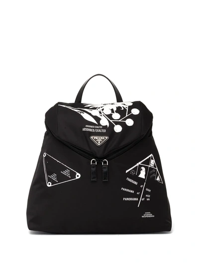 Prada Signaux Nylon Backpack In Black