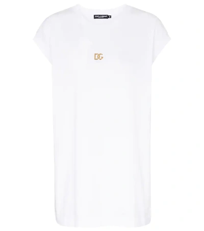 Dolce & Gabbana Metal Logo Cotton Jersey T-shirt In White