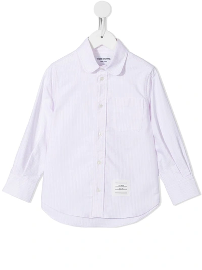 Thom Browne Funmix University Stripe Rounded Collar Oxford Shirt In Pink